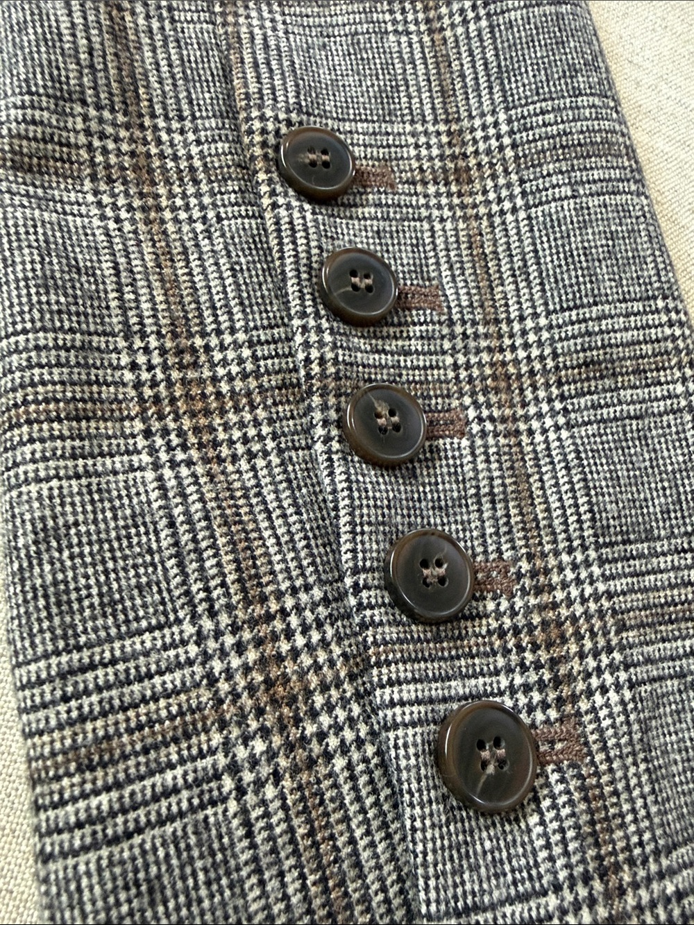 Anne Fontaine Gray Plaid Blazer with Brown Windowpane - Picture 7 of 11
